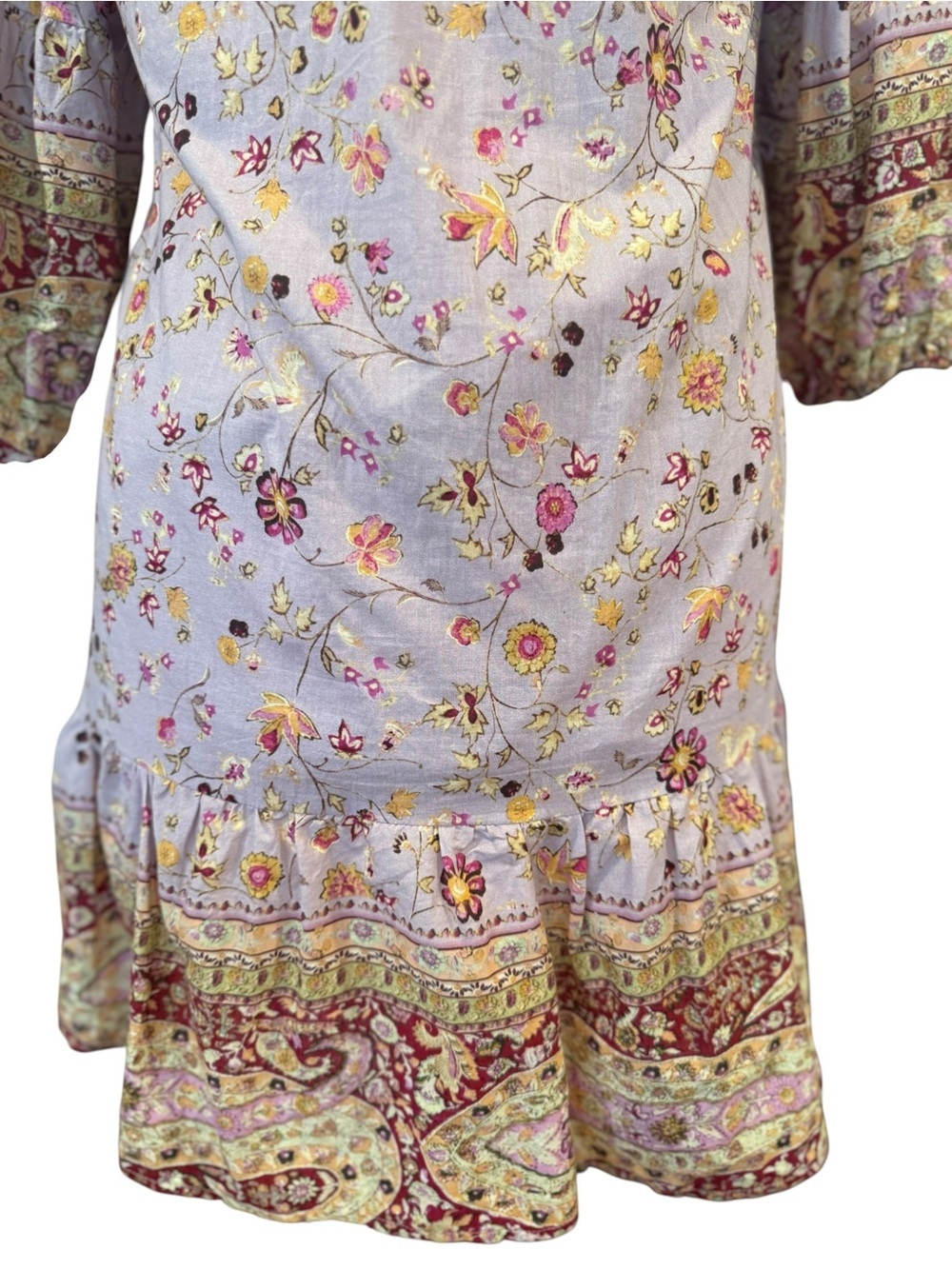 Self Contrast Floral Paisley Ruffle Hem Mini Dress Lavender Purple Size Small - Picture 7 of 16